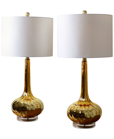 Abbyson Living Set of 2 Mercury Antiqued Glass Table Lamps