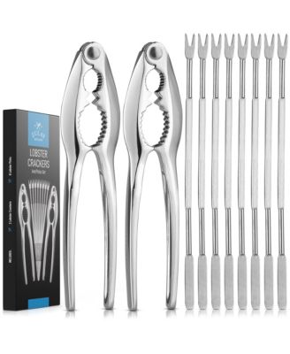 Heavy Duty 10-Piece Crab Leg Crackers and Tools Set & Sharp Tines