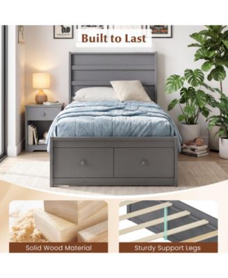 Bed Frame with Storage Drawers and Headboard