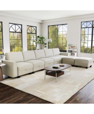 140" U-Shaped Sectional Sofa with Ottoman Chaise, Modular 7-Seat Convertible Couch for Living Room