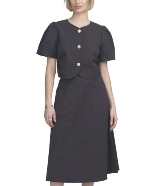 Женский топ ELLE Collection Shirred Sleeve, цвет: Чёрный