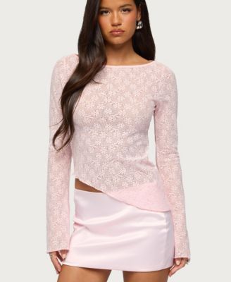 Women's Mare Asymmetric Gem Sheer Lace Top