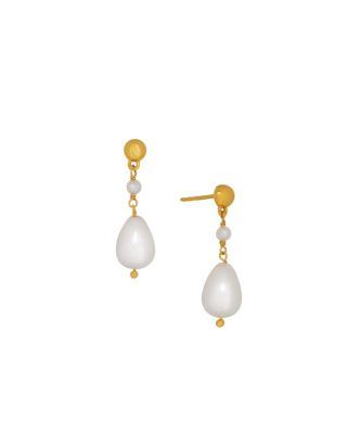 Ottoman Hands Kyra Pearl Drop stud Earrings - Gold