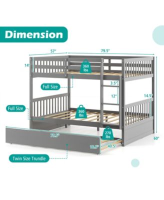Full over Full Bunk Bed Platform Wood Bed with Ladder