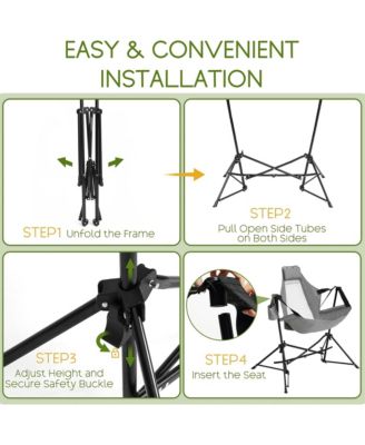 Portable Folding Hammock Camping Chairs Set of 2, Oversized Rocking Recliner with Adjustable Backrest and Carry Bag for Outdoor Travel