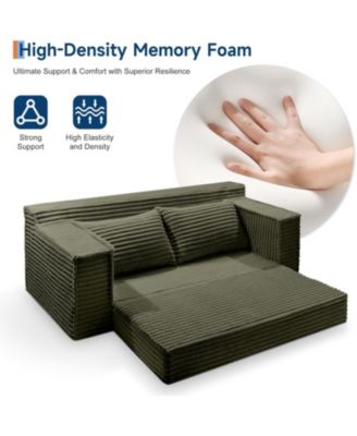 75" Convertible Sofa Bed, Boneless Futon Couch with 2 Pillows, Pull-Out Loveseat Sleeper, No Assembly