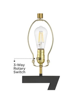 Pellana High Z-Base Modern 3-Way Table Lamp USB Port AC Power Outlet  Metal Single Living Room Charging