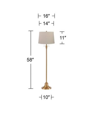 Dyna Traditional Tall Standing Floor Lamp Pole Pull Chain Antique Brass Finish