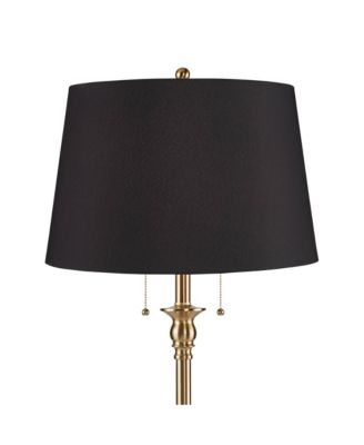 Dyna Traditional Tall Standing Floor Lamp Skinny Pole Pull Chain Antique Brass Finish