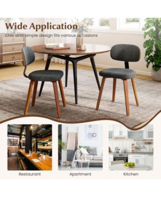 Dining Chairs Set of 2 w/Curved Backrest Padded Seat for Dining Room Living Room