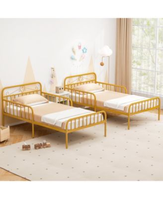 Bed Frame with Headboard and Safety Side Guardrails