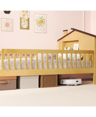 Kids Montessori Bed with House-Shaped Headboard and Built-in Storage Shelf