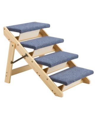 Wood Pet Stairs 4-Step Dog Ladder for Bed and Sofa, 150lbs Capacity, Foldable Design for Small to Large Dogs