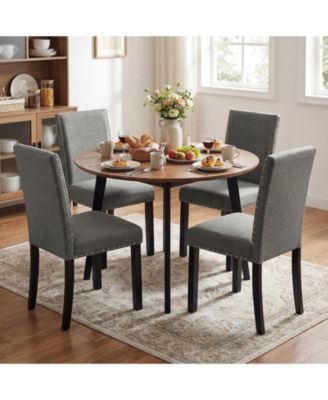 Wooden Dining Chairs Set of 4 w/Solid Rubber Bent Wood Legs for Dining Room