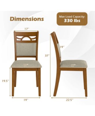 Dining Chairs Set of 2 w/Rubber Wood Frame Padded Seat and Backrest for Kitchen