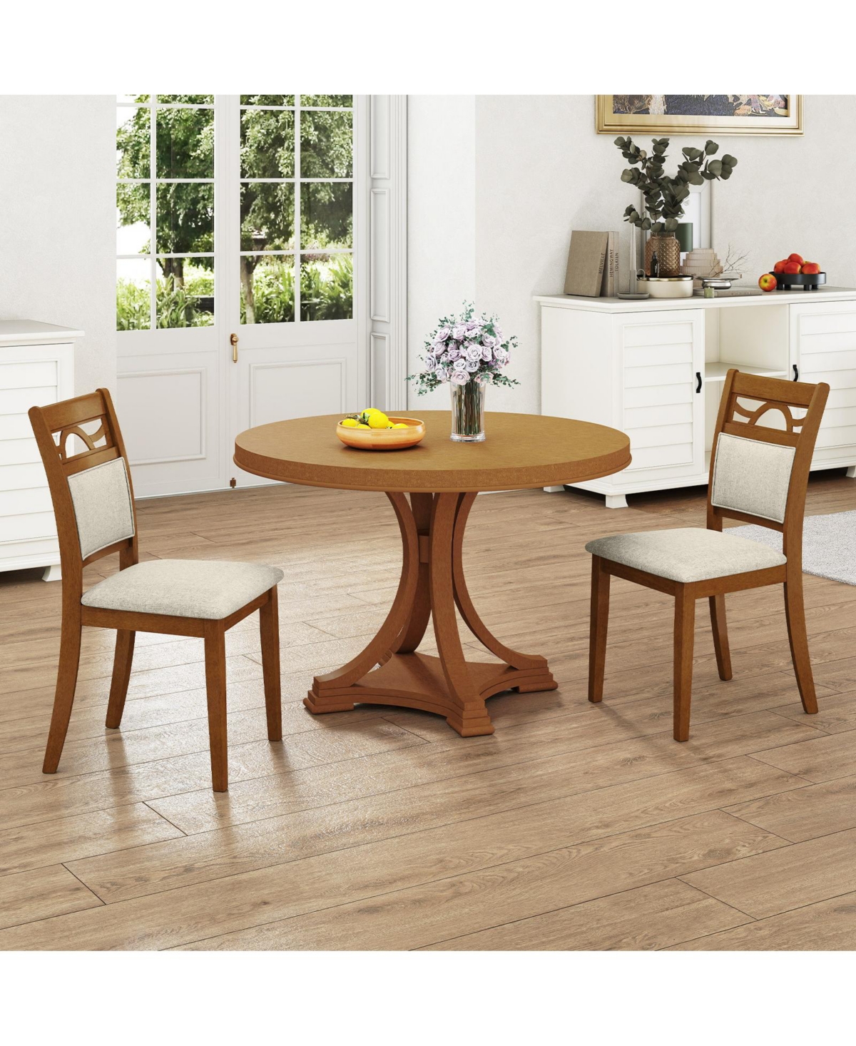 Gymax Dining Chairs Set of 4 w/Rubber Wood Frame Padded Seat and Backrest for Kitchen