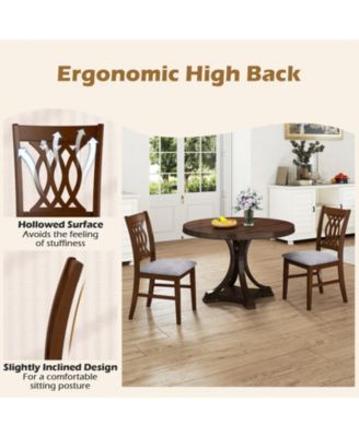 Dining Chairs Set of 4 w/Padded Seat Hollowed Backrest and Rubber Wood Frame