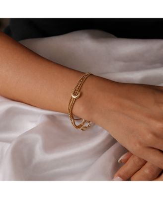 Layered Crescent Moon Bracelet Stainless Steel