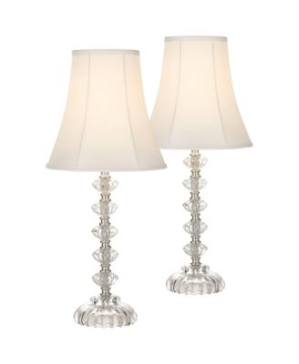 Bohemian Country Cottage Accent Table Lamps 21" High Set of 2 Clear Stacked Glass Bell for Bedroom Living Room Bedside
