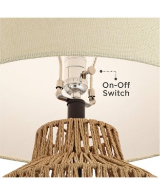 San Marcos 27" Tall Modern Coastal Table Lamps Set of 2 Wicker Metal Living Room Bedroom