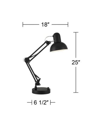 Wyatt 25" High Modern Desk Lamp USB Port Architect Adjustable Height Metal Single Home Office Charging