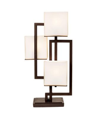 24" High Geometric Small Modern Table Lamps Set of 2  Roman Bronze Finish Metal Living Room Bedroom