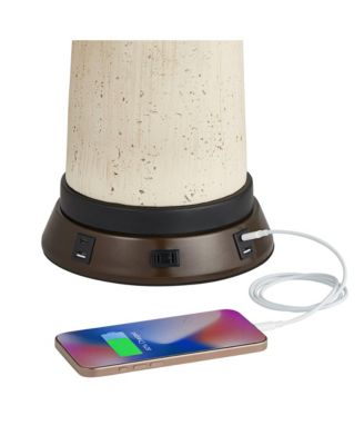 Rustic Farmhouse Table Lamp Tall with USB and AC Power Outlet