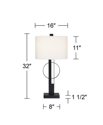 Galaxy 32" Tall Geometric Base Large Modern End Table Lamp Dual USB Ports Metal Living Room Charging