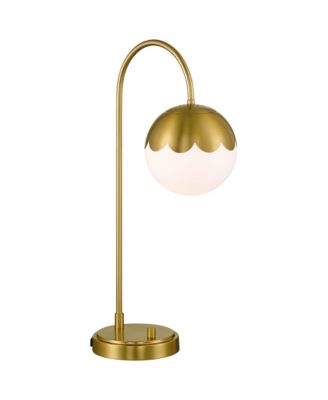 Kelowna 25" High Modern Desk Lamp USB Port AC Power Outlet Antique Brass Finish Metal