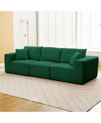 108" Cloud Sectional Sofa with Chaise, Modular Corduroy Couch, No Assembly, Convertible Sleeper
