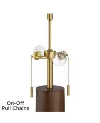  Madera 27 3/4" Brass and Wood USB Table Lamp Set of 2