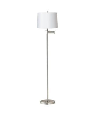 Modern Swing Arm Floor Lamp 60.5" Tall Brushed Nickel Hardback Drum Shade for Living Room Reading Bedroom Office
