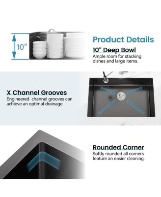 Stainless Steel Kitchen Sink, 30″x19″ Single Bowl, Undermount HandmadeSink , with US Standard Drain and Hook, SS-BL-05