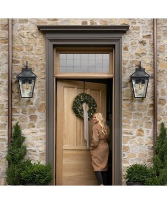 10" 2pcs Outdoor Wall Lanterns, Weatherproof Wall Sconce with Clear Glass Panels