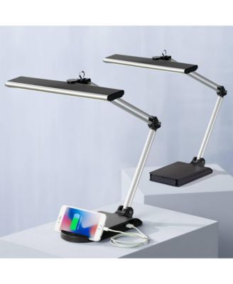 Flynn 25" High Modern Desk Lamps Set of 2 USB Port Adjustable LED Metal Home Office Living Room Charging