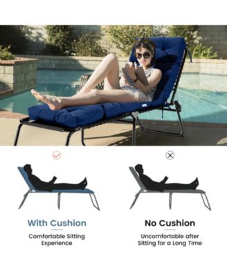 Outdoor Lounge Chaise Cushion with String Ties for Garden Poolside