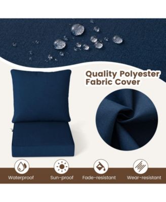 Deep Seat Chair Cushion Pads Set with Rope Belts for Indoor and Outdoor