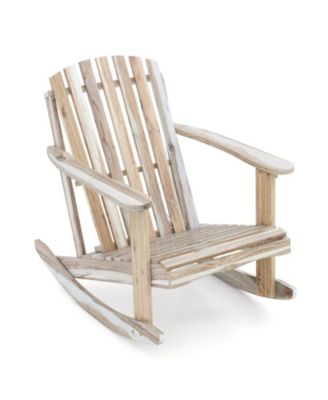 Adirondack Rocking Chair with Slatted Seat and High Fanned Back