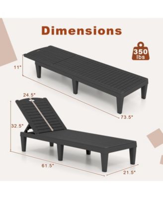 Outdoor PP Chaise Lounge Chairs Set of 2 with 4-Position Adjustable Backrests