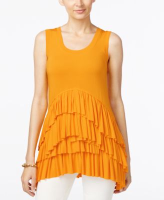 Olivia & Grace - Sleeveless Tiered Ruffle-Hem Top