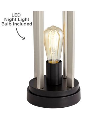 Marcel Modern Table Lamps Set of 2 24 1/4" High Brushed Nickel with LED Nightlight USB Charging Port for Bedroom House Desk