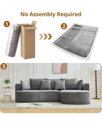 106" Curved Sectional Sofa with Chaise, Chenille Modular Couch, No Assembly, Deep Seat