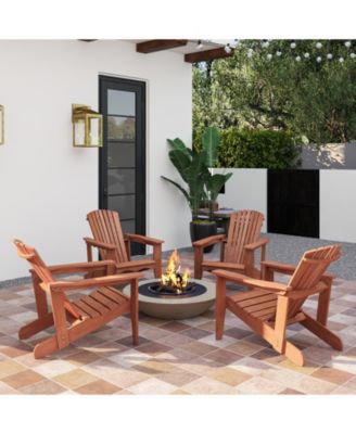 Solid Wood Adirondack Chair with High  Backrest and Wide Armrests