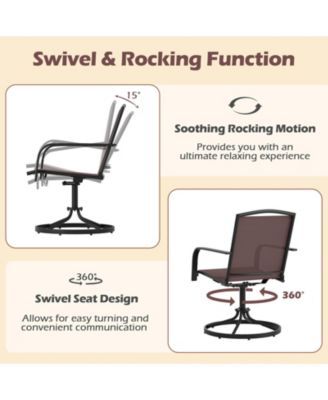 Outdoor Swivel Chairs Set of 2 with High Back and Breathable Seat-Coffee