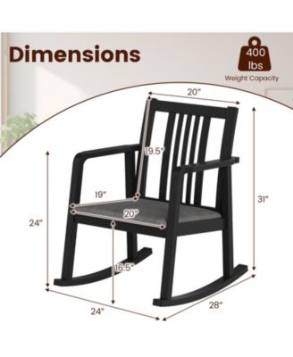 Rocking Chair with Slatted Back and Curved Armrests