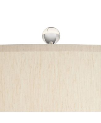 Modern Table Lamp with USB Charging Port 31" Tall Teal Ceramic  Drum Shade Living Room Bedroom Bedside (Color May Vary)