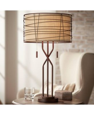 28.75" Tall Industrial Table Lamp with Bronze Finish and USB Dimmer