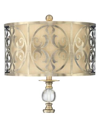 Doris Traditional Table Lamp with Marble Riser 30 1/2" Tall Brass stick Openwork Double Drum Shades for Living Room