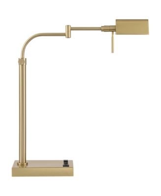 Keegan 24 1/2" High Modern Desk Lamp Adjustable USB Port AC Power Outlet Gold Brass Finish Metal Charging