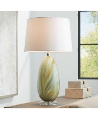 Pablo 27" Tall Modern 3-Way Table Lamp Vortex Finish Art Glass Single Shade Living Room Bedroom Bedside